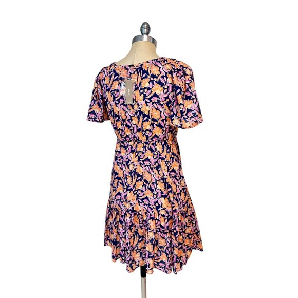 J. Crew Voile Beach Painted Block Print Floral Button Front Tiered Dress XS NWT - Picture 6 of 8